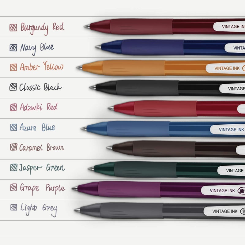MyLifeUNIT Retractable Gel Pens, Quick Dry Ink Vintage Colors Pens for Journaling, Medium Point (0.5 mm), 10 Assorted Colors - Image 3